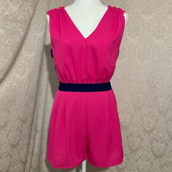 Jealous Tomato hot pink navy blue Romper Small - Picture 1 of 9
